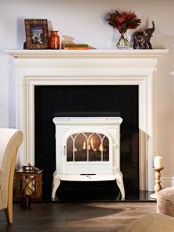 Flueless Gas Stove 3.1kw Arch Glass Door White Enamel