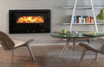 Cedarwood 615 Landscape 4.7kW Wood Burning Cassette Stove – Black Glass Frame