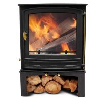 Mazona Wicklow Widescreen 5kW Multifuel Woodburning Stove, With Log Store, Freestanding, Eco Design Approved, Defra Approved