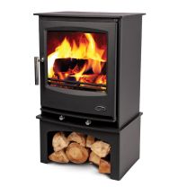 Mazona Newport 5 Eco Design Multifuel Woodburning Stove, With Log Store, Freestanding, Eco Design Approved, Defra Approved