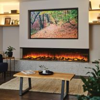 British Fires New Forest 1900 Built In Panoramic LED Media Wall Electric Fire + DELUX Logs