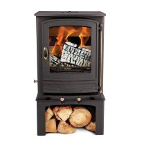 Mazona Wicklow 5kW Multifuel Woodburning Stove, With Log Store, Freestanding, Eco Design Approved, Defra Approved