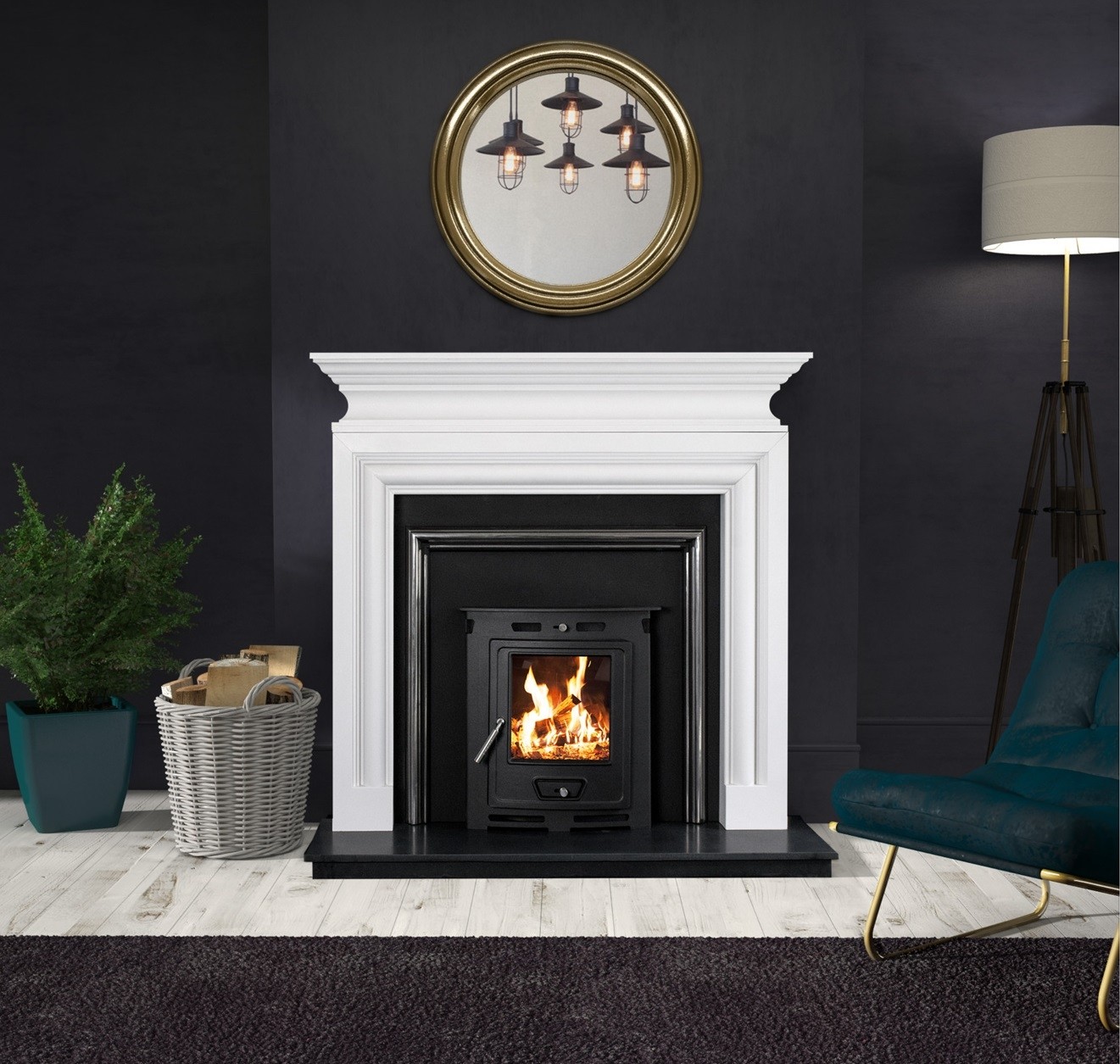 Polished Polar White Marble Fireplaces